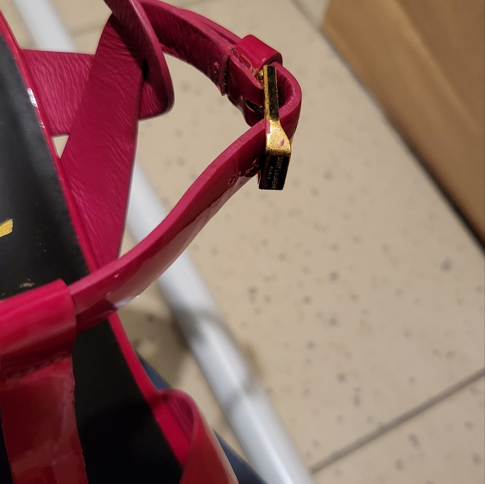 Authentic Saint Laurent Tribute Sandals in Fuchsia - Picture 7 of 11